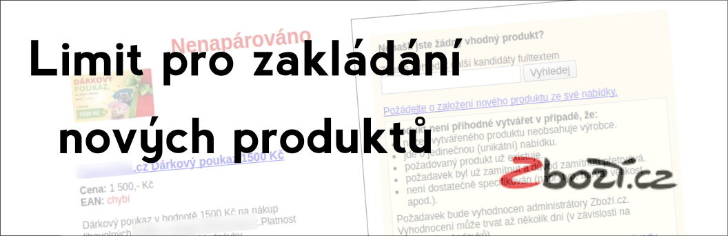 Limit pro zakládání nových produktů na Zboží.cz