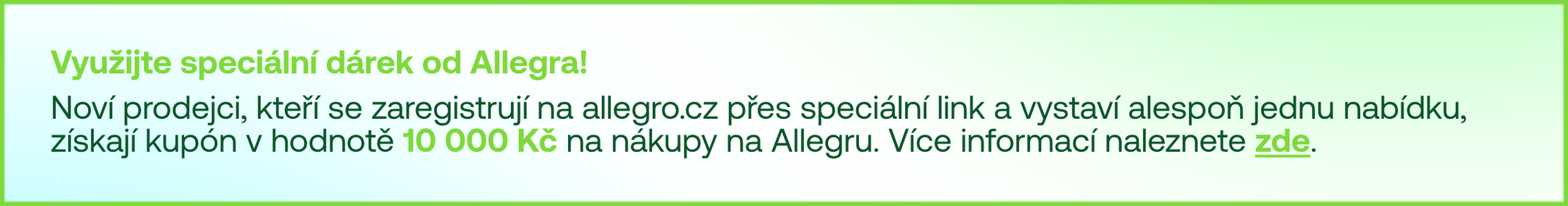 Sleva 10000 pro nové inzerenty na Allegro
