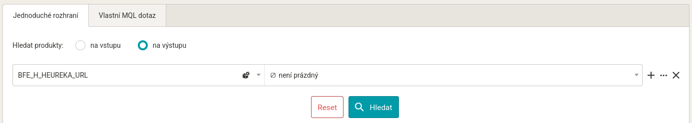 Výběr spárovaných produktů, které mají Heureka URL