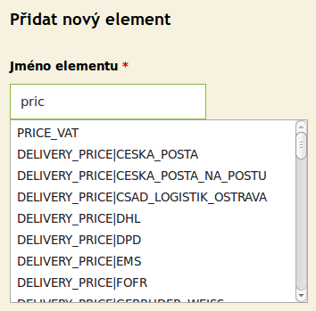 Mergadův našeptávač XML elementů pro vyhledávače zboží