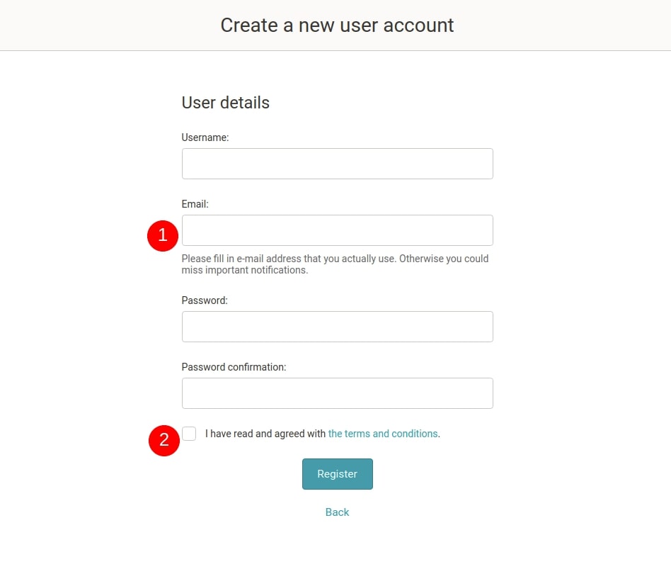 Create new user account